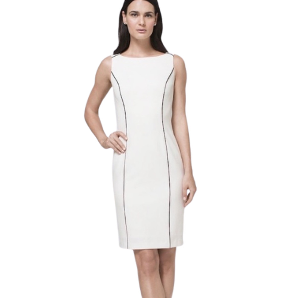 White House Black Market White Sheath Dress – EUC Size 8